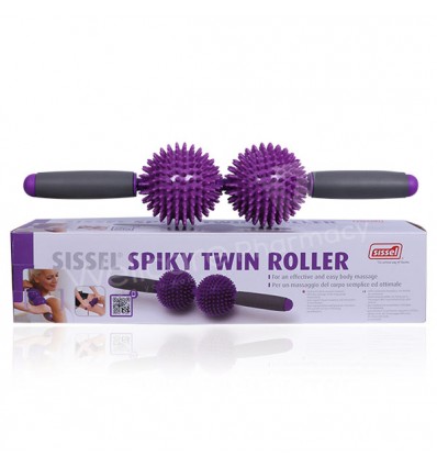 Pašmasāžai Spiky Twin masāžas rullis ar 2 bumbiņām, lillā
